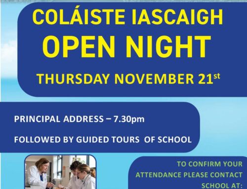 Save the date – Open night Coláiste Iascaigh